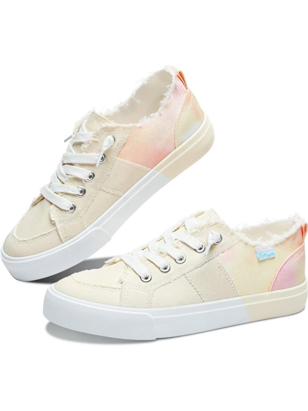 Women's Light Yellow Play Fashion Sneakers Washed and Leopard Canvas Slip Shoes